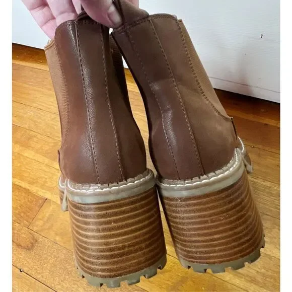 MIA Alejandro Platform Chelsea Ankle Boot Chestnut Size 9 - Picture 4 of 9